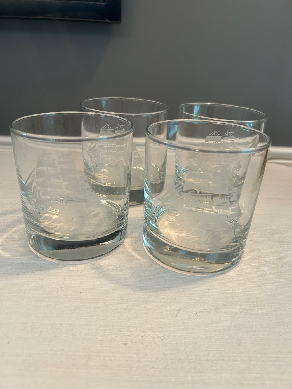 Clear Etched Glass Tumbler Set - 4 Pack